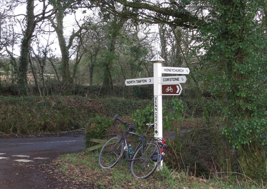 Signpost showing a cycle route