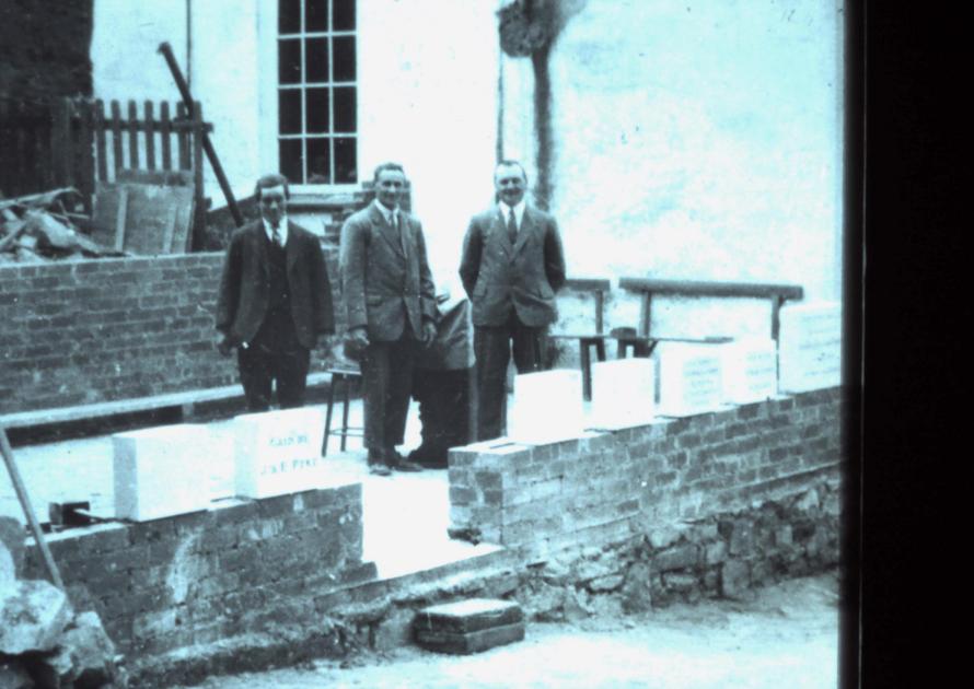 Laying the memorial stones at the Methodist Chapel