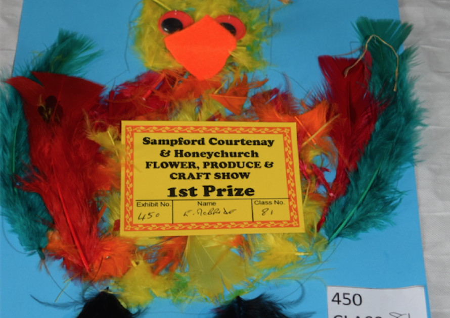 1st prize Children's Exhibit of bird made of feathers. 2017