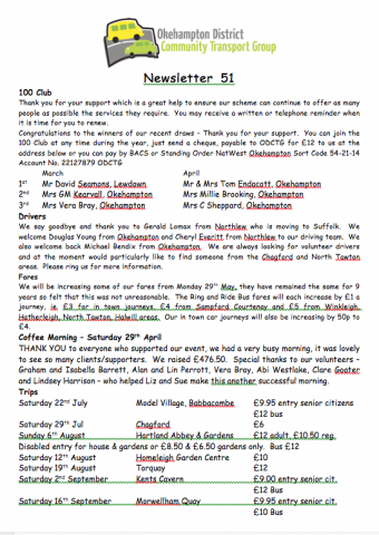 Community Transport newsletter