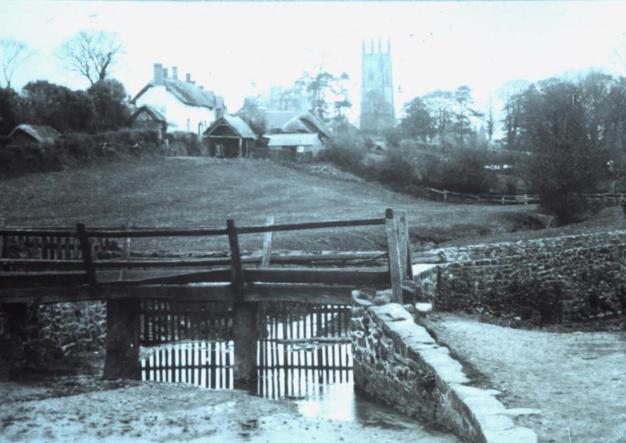 New footbridge and views up the village to church