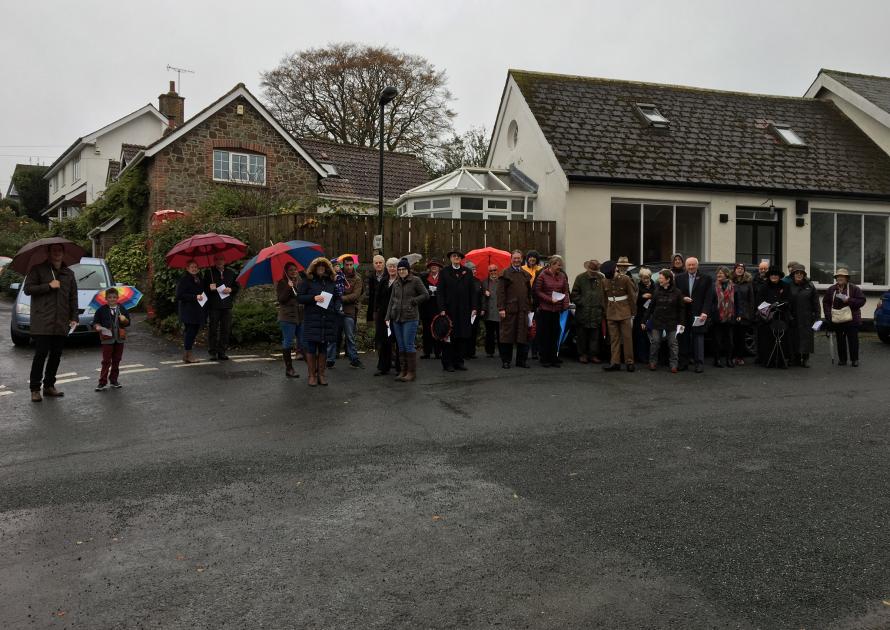 Parishioners in the village square for Armistice Day 11th November 2017