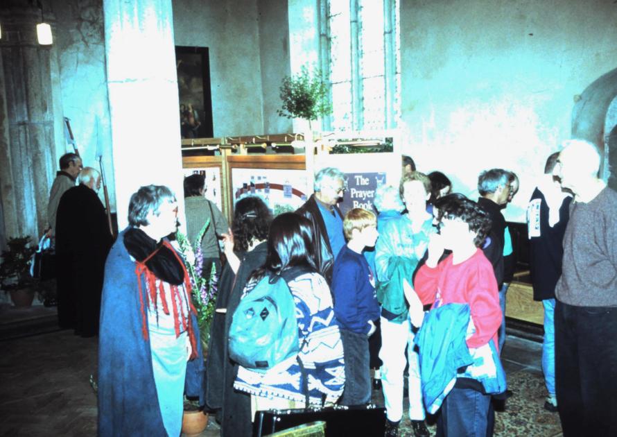 Visitors viewing new History boards.