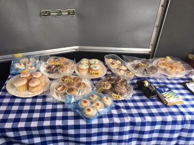 Selection of Fairy cakes on the stall.