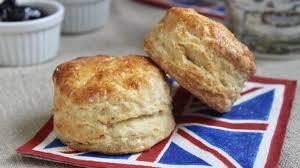 Picture of 2 scones placed and a Union Jack mat
