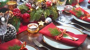 A table laid for Christmas dinner