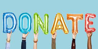 Image of hands each holding up one letter spelling donate