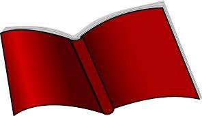 Image of an open book with a red cover