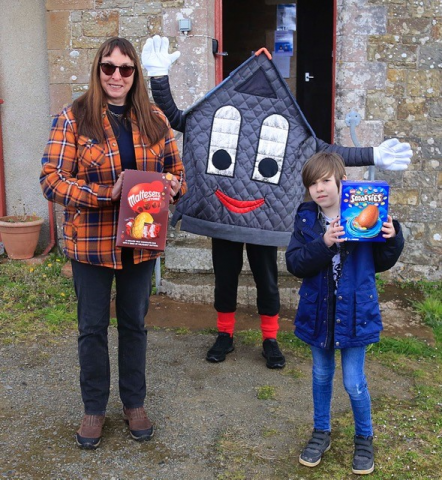 Roof-us with Veronica and Percy with their Easter egg prizes