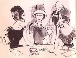 Artist impression of 3 ladies wearing hats