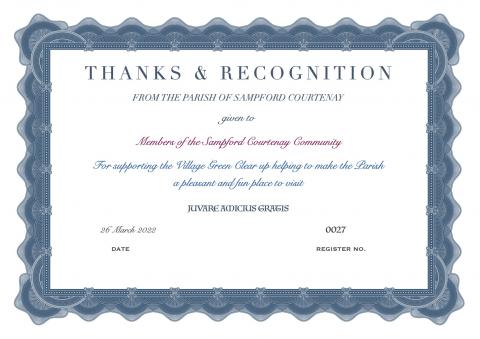 Certificate 27 - Village Green Clean up