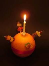 An orange decorated for Christingle