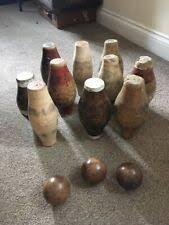 Picture of wooden skittles set up to play
