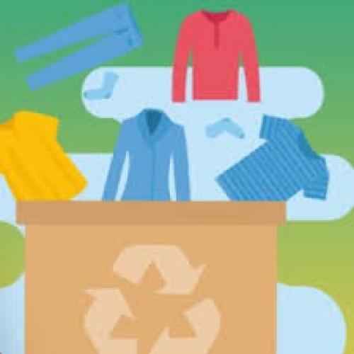 Image of items of clothing with the recycle logo