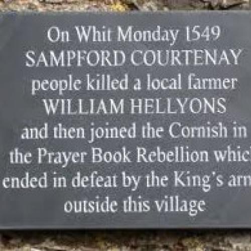 Picture of engraved plaque commerating the Prayer Book Rebellion