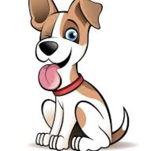 Clip art of a dog sitting with one ear up